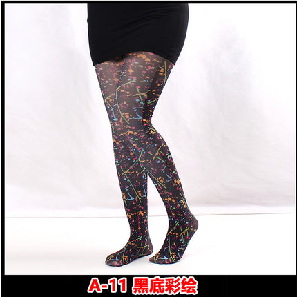 Cross-border thin printed pantyhose spring and autumn versatile butterfly wild abstract retro stockings women's socks anti-snagging wholesale