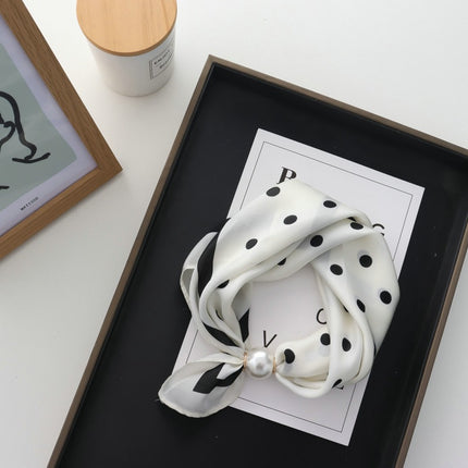 Pearl Magnetic Buckle Small Silk Scarf for Women 2025 New Spring Scarf Neck High-End Matchinging Neck Accessories Neck Scarf