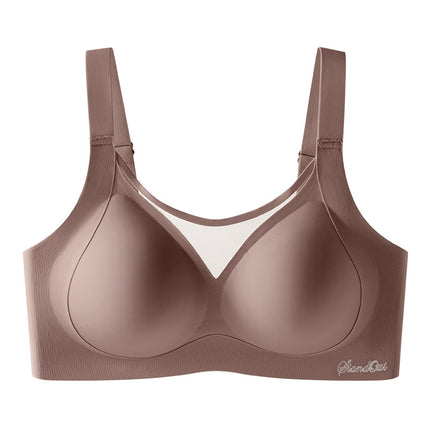 Traceless plus size Underwear Women's 200kg Full Fixed Large Cup Large Chest Small Anti-sagging Summer Thin Bra