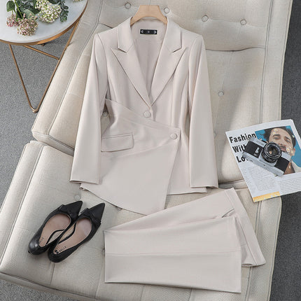 Formal Women's Suit Pants Set Autumn Winter New Fashion Apricot