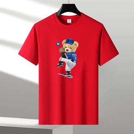 Pure Cotton Short-sleeved T-shirt Men's Loose Round Neck Summer Thin Top Clothes Loose Casual plus size Fatty Base Shirt