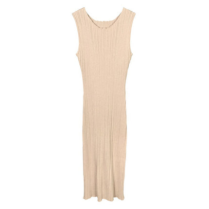 South Korea's Dongdaemun Elegant Slimming Look Feminine Pure Lust Style Sexy Figure-Showing Knitted Sleeveless Dress for Women