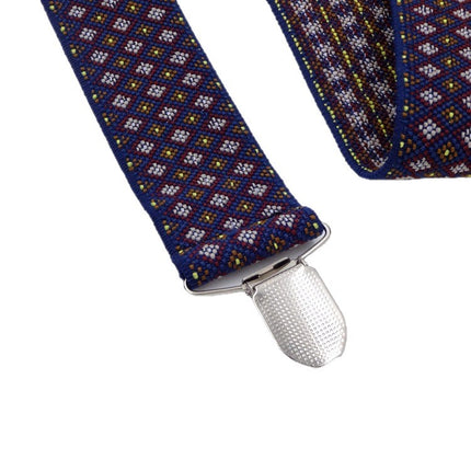 Men's Boxed Jacquard Strap 3.5 Three-clip Printed Ribbon High Elastic Strap Check Color