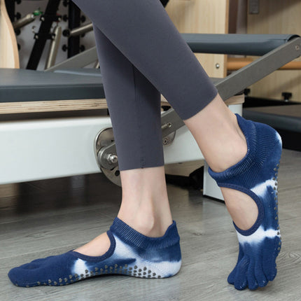 Toesox quality new gradient yoga socks tie-dyed backless five-finger socks sports pilates dispensing non-slip socks