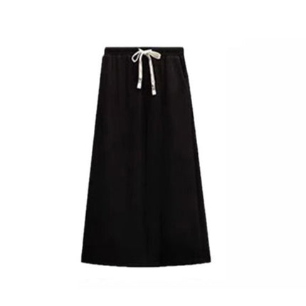 Spring and Autumn Women's Hong Kong-style Slimming Loose Striped Sweat Half-length Skirt Wear a Complete Set of Korean-style Two-piece Suit