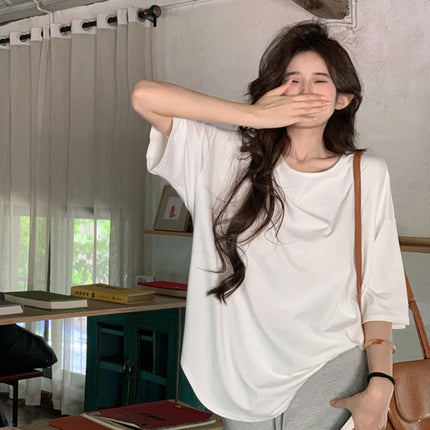 Cross Backless Short-sleeved T-shirt Women's Summer New Arrival Laid-back Loose Casual Design Hot Girls Chic Trendy Top