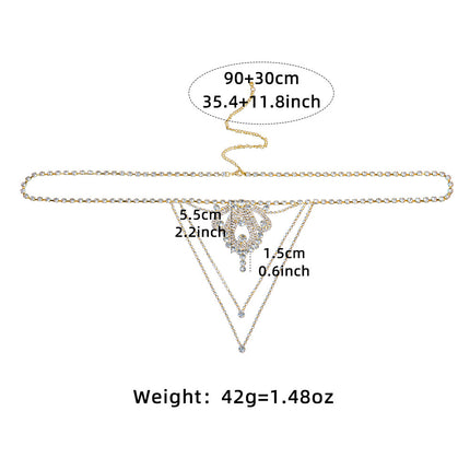 European and American sexy waist chain luxury super flash rhinestone underwear nightclub water drop thong bikini body chain