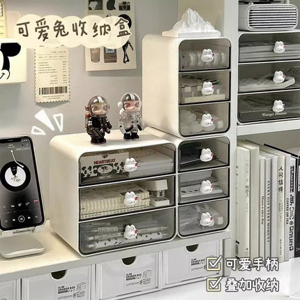Cute Desktop Transparent Drawer Type Storage Box Student Desk Stationery Finishing Box Office Sundries Storage Box