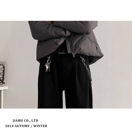 JIAMU American Baggy Retro Covers Trendy Brand Profile Casual Pants for Men and Women Japanese Washed Wide Legs