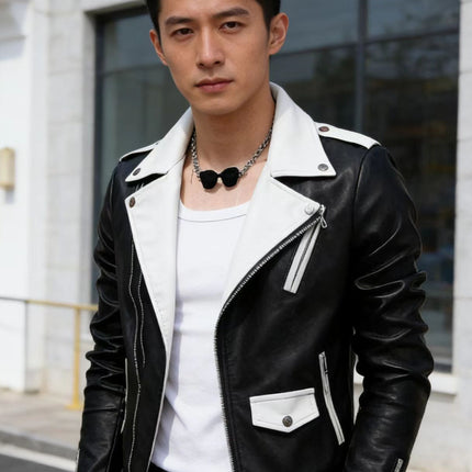 2025 New Handsome Leather Jacket Men's Spring and Autumn New Trendy Korean Leather Casual Baseball Uniform Motorcycle Jacket