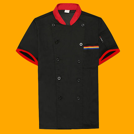 Foreign Trade Wholesale Cross-Border Export Restaurant Canteen Kitchen Clothing Hotel Chef Work Clothes Summer Wear Hotel Short-Sleeved Men's Clothing
