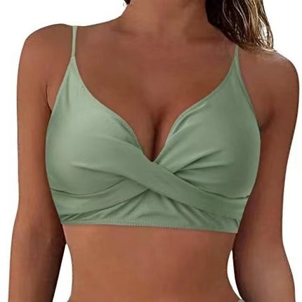 2024 European and American sexy slim slim slim BIKINI high waist women sexy bikini swimsuit one-piece top