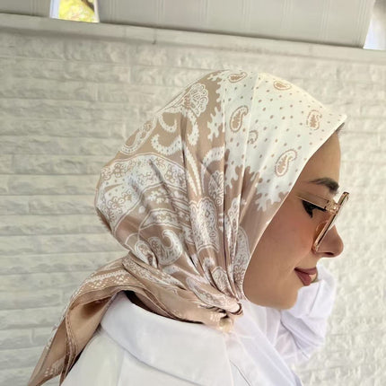 Malaysia shoppe satin satin 90*90cm large square letter printed silk scarf Satinbawal