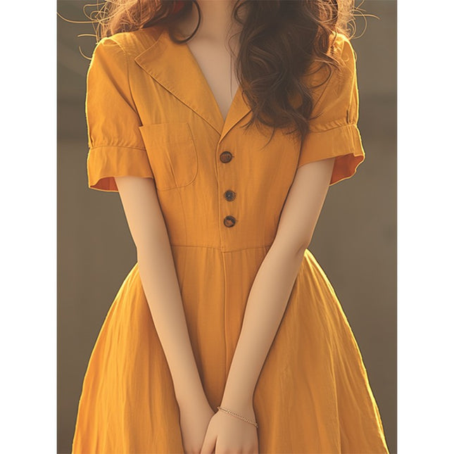 Foreign Trade Women's Clothing Is Popular This Year. Beautiful French Neapolitan Skirt with Super Good Elegant and Classy Exquisite Yellow Shirt