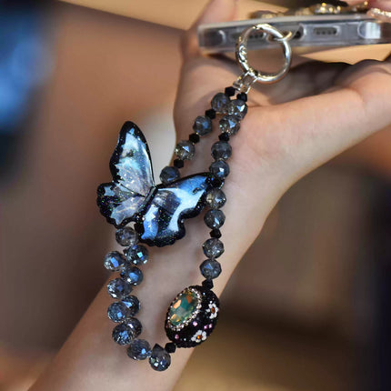 Xiaohongshu Style 3D Butterfly Phone Chain Trendy High-End Phone Strap Lanyard Beaded Keychain Accessory