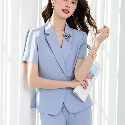 Professional Suit for Women Summer New Style Goddess Style Short-Sleeved Workwear Hotel Front Desk Jewelry Store Workwear Suit