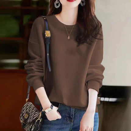 Autumn and Winter All-match Cotton Crewneck Sweater New Casual Printed Cartoon fleece-lined Thickened Base Top for Men and Women