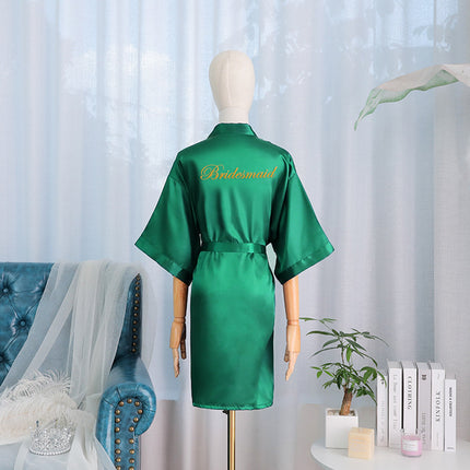 bride Gown morning Gown Lady nightgown wedding makeup bridesmaid group wedding kimono imitation silk cardigan bathrobe