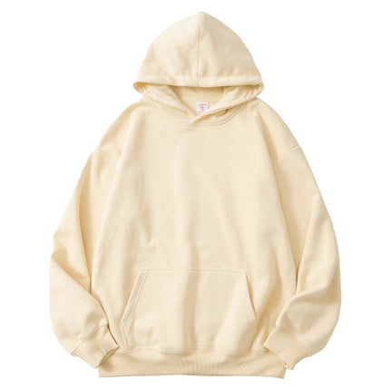 2025 Autumn/Winter 1334 Style Loose Casual 350g Fleece Solid Color Fleece-Lined Thick Pullover Hoodie