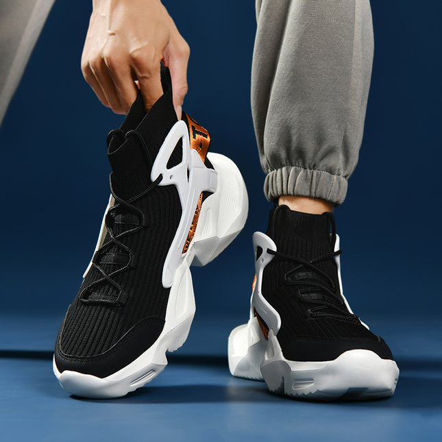 Spring and Summer New Men's Outdoor Sports and Casual Shoes Korean Style Socks Shoes Fashionable Fly Woven Men's Shoes Large Size Sports Shoes