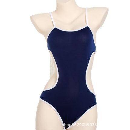 New Sexy Lingerie Open-Crotch High-Cut Japanese-Style Academy Temptation Swimsuit Cosplay Set