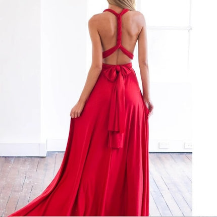 2023 new AliExpress European and American multi-wear sexy stunning multi-rope bandage red dress dress dress