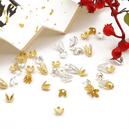 Iron octagonal pointed leaf rounded five-petal flower holder petals handmade diy made hairpin tassel antique material accessories