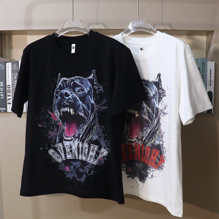 340 Jin Wear European New Digital Printing Dog Head Letter Fat Man Plus Fat Increase Fashion Fashion Brand American Short-sleeved T-shirt