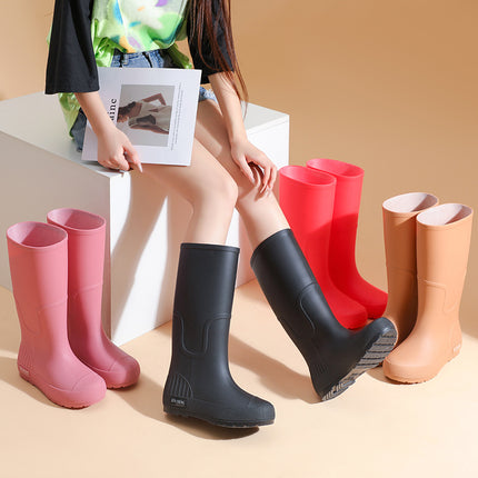 Spring and Autumn Women's British Style High-rise Rain Boots Thickened Height-increasing Slim Look Women's Boots Waterproof Non-slip Easy-washable Rainy Day Exquisite Rain Boots