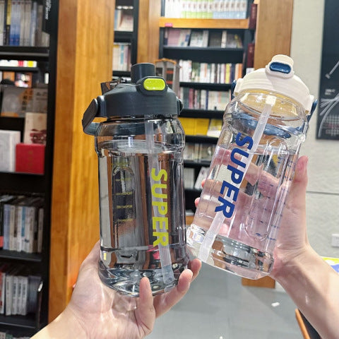 Large-Capacity Sports Water Cup Internet Celebrity Fitness High-Temperature-Resistant Plastic Cup Extra-Large Water Kettle Portable Straw Cup