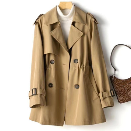 Windbreaker Women's Mid-length Small All-match 2024 Spring and Autumn New Korean-style Waist British-style Popular Coat