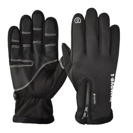 Outdoor Waterproof Gloves Winter Touch Screen Men's and Women's Windproof Cycling Zipper Sports Plus Velvet Mountaineering Ski Warm Gloves