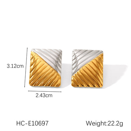 European and American design sense stainless steel earrings gold and silver color matching smooth geometric texture earrings sun five-pointed star earrings for women