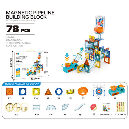 Cross-border exclusive for Amazon children's large color window magnetic film strong magnetic toy ejection pipe building blocks factory direct sales