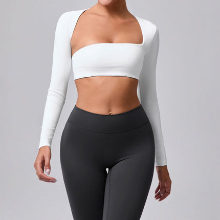 2025 Brushed Shawl Long-Sleeved Yoga Wear for Women Outdoor Running Sports Vest T-Shirt Fitness Quick-Drying Top