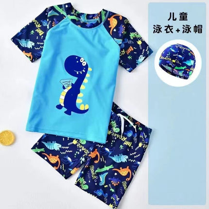 Children's swimwear boys and girls split swimwear swimming trunks suit children's summer quick-drying short-sleeved manufacturers wholesale