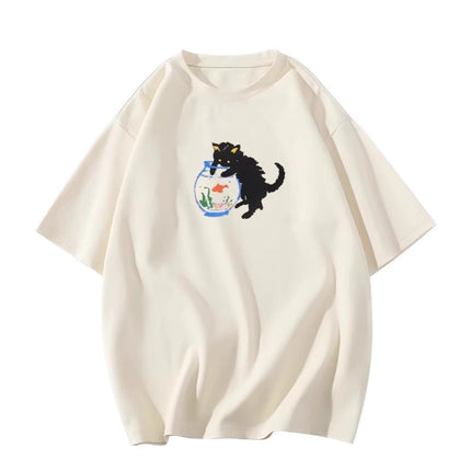 Pure Cotton Short-Sleeve T-Shirt for Women 2026 New American Retro Design Niche Half-Sleeve Top Women's Loose Trendy Brand T-Shirt