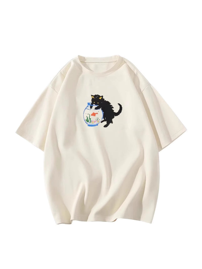 Pure Cotton Short-Sleeve T-Shirt for Women 2026 New American Retro Design Niche Half-Sleeve Top Women's Loose Trendy Brand T-Shirt