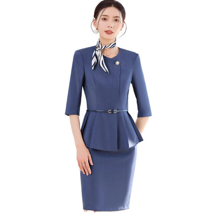 High-end professional suit female spring and autumn temperament goddess fan host formal dress beauty salon front desk overalls two-piece set