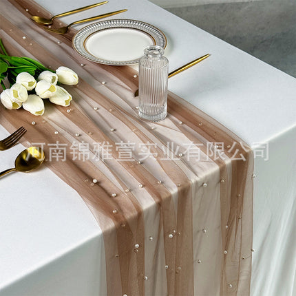 Amazon Pearl Tulle Lace Table Runner Wedding Party Outdoor Decoration Tablecloth Amazon Manufacturer Supply