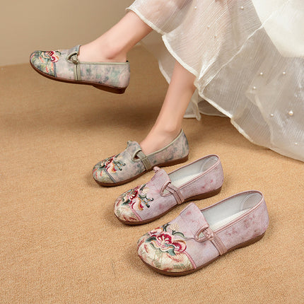 New Style Old Beijing Cloth Shoes for Women, Linen Embroidered, Breathable and Comfortable, Mugwort Deodorant Mom Shoes, Slip-On 625-07