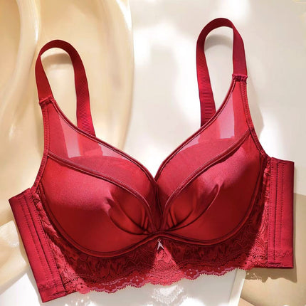 Seamless Satin Mesh Underwear Women's Medium Thick Small Chest Large Gathered Accessory Breast Anti-Sagging Non-Rim Bra