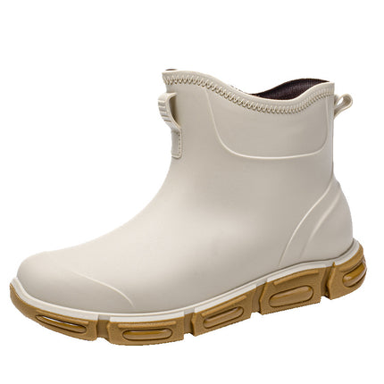 2025 Spring and Autumn Wading Short Boots Khaki White Men's Rain Boots Non-Slip Lightweight Waterproof Black Classic Rubber Shoes Waterproof Boots for Men