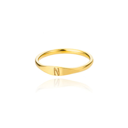 Cross-border 26 English Letter Ring Stainless Steel high quality Niche Design Light Luxury Opening Female Ring Food Ring