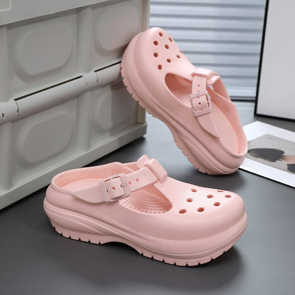 Aliexpress Summer Breathable Large Size Soft Bottom Croc Shoes Thick Sole Garden Sandals Outdoor Beach Shoes Casual Women's Shoes