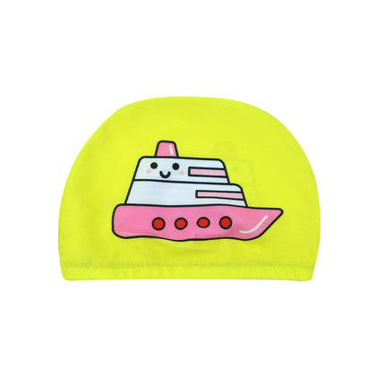 Cartoon Children's Swimming Cap Printed Cute Fashionable Cloth Cap for Boys and Girls Comfortable Non-Stretching Swimming Cap Cloth Cap Quick-Drying