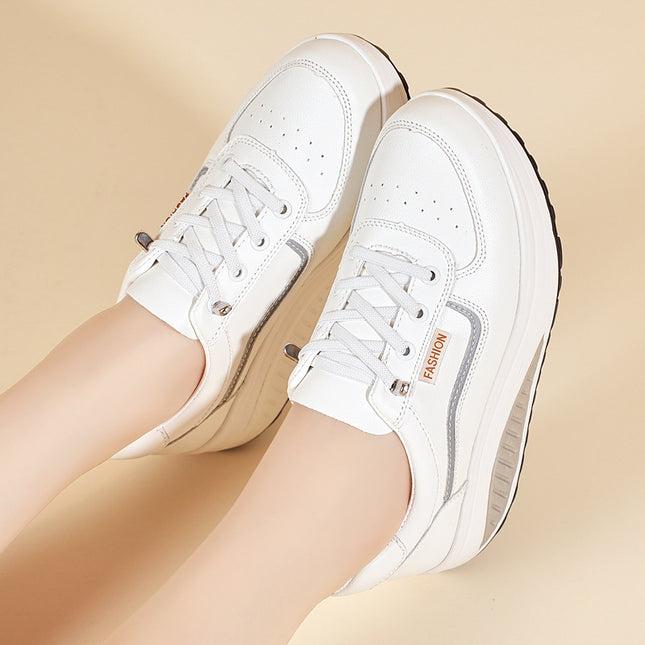 White Shoes for Women, Mother's Shoes, 2025 Spring & Fall New Rocking Shoes, Sports Shoes, Thick-Soled Casual Shoes, Breathable Commuter Shoes