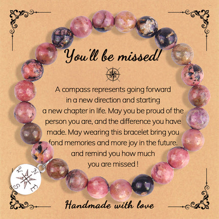 New Amazon Bracelet Graduation Season Pure Color Zebra Redstone Powder Crystal African Turquoise Compass Bracelet