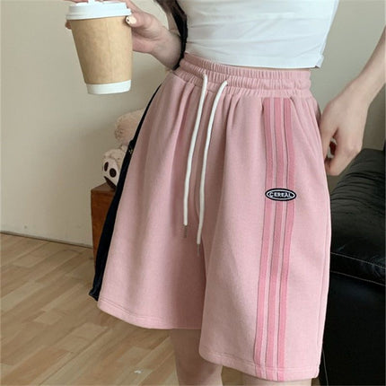 Summer Thin Sports Shorts Women's Summer Korean-style High Waist Loose Slimming Student's Bf Style All-match Wide Leg Pants