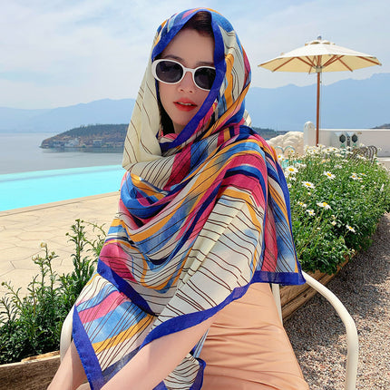 Ethnic Style Abstract Design Sense Cotton and Linen Scarf Sunscreen Shawl Women's Lightweight Travel Holiday Beach Towel Long Shawl